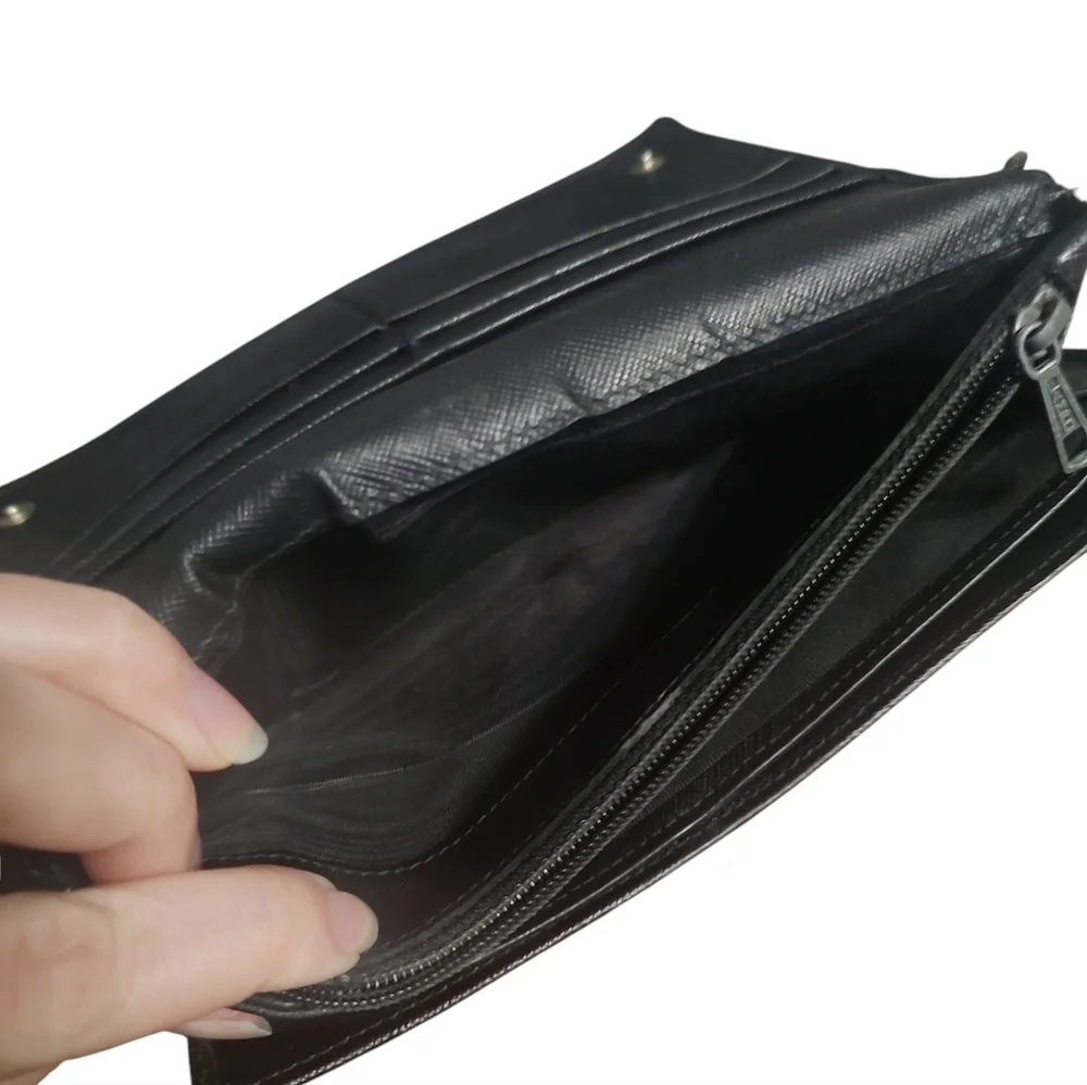 Prada Black Leather Long Wallet